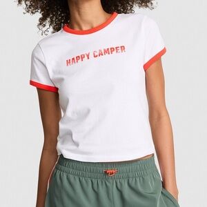 PINK ‘Happy Camper’ Cotton Short Sleeve Tee Women Size Medium